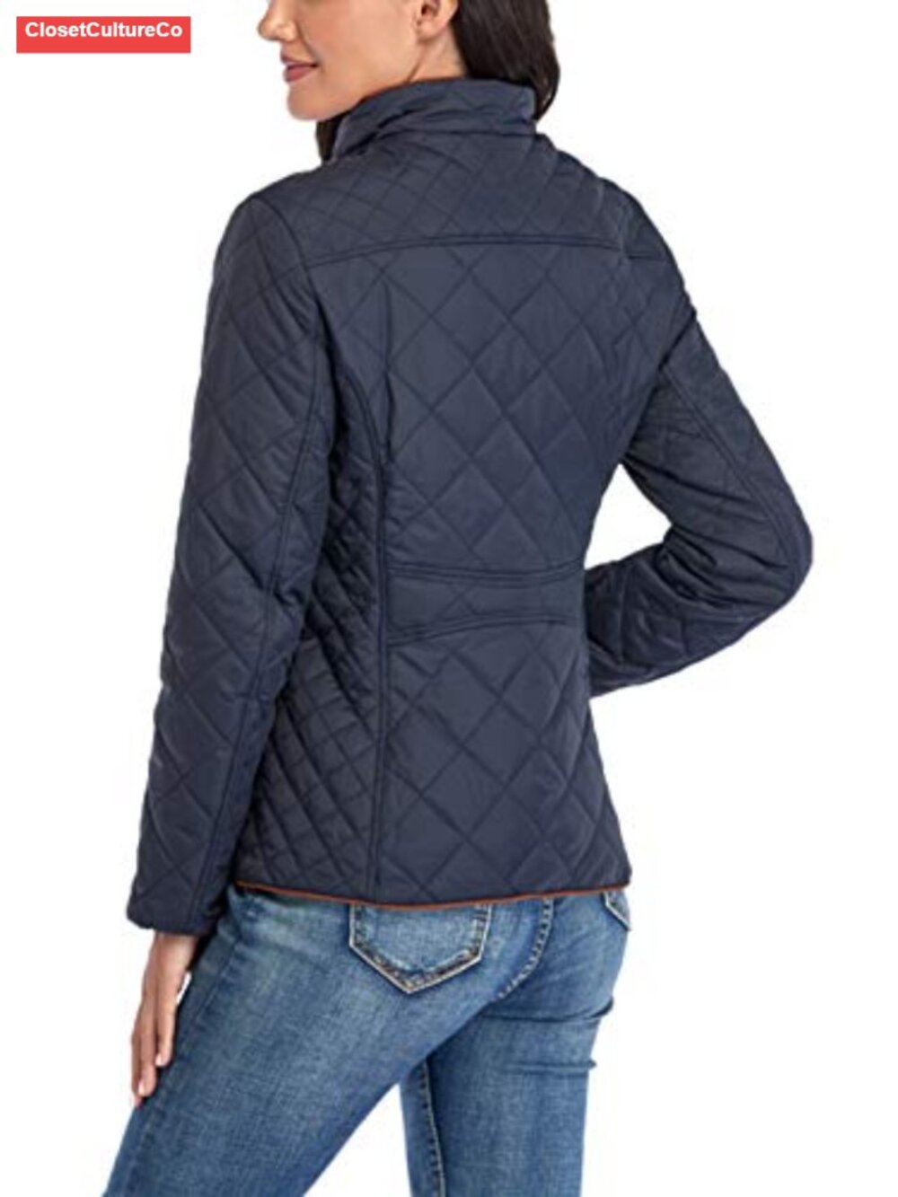 Women's Quilted Lightweight Jacket Stand Collar Zip Warm Winter Coat Pockets - Picture 2 of 6